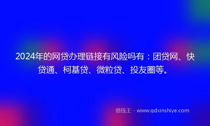 2024年的网贷办理链接有风险吗有：团贷网、快贷通、柯基贷、微粒贷、投友圈等。
