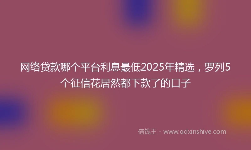 网络贷款哪个平台利息最低2025年精选，罗列5个征信花居然都下款了的口子