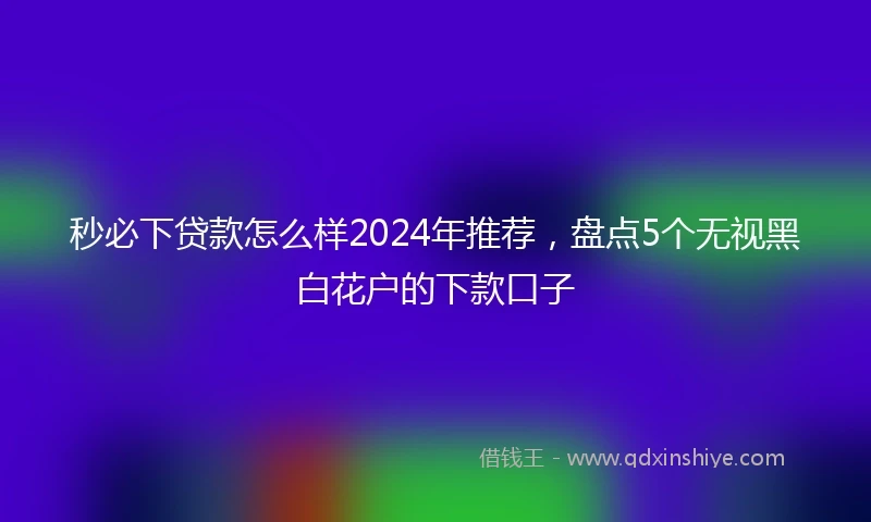 秒必下贷款怎么样2024年推荐，盘点5个无视黑白花户的下款口子