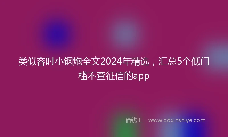 类似容时小钢炮全文2024年精选，汇总5个低门槛不查征信的app