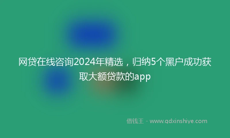 网贷在线咨询2024年精选，归纳5个黑户成功获取大额贷款的app