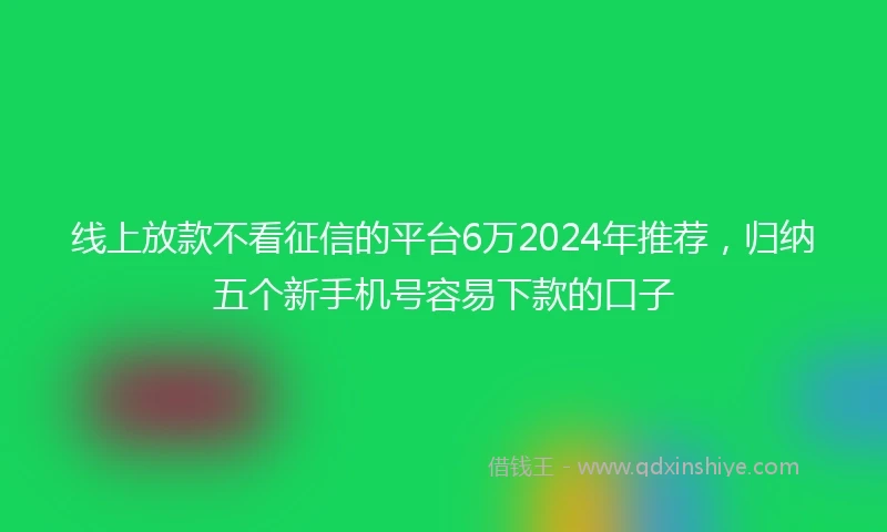 线上放款不看征信的平台6万2024年推荐，归纳五个新手机号容易下款的口子