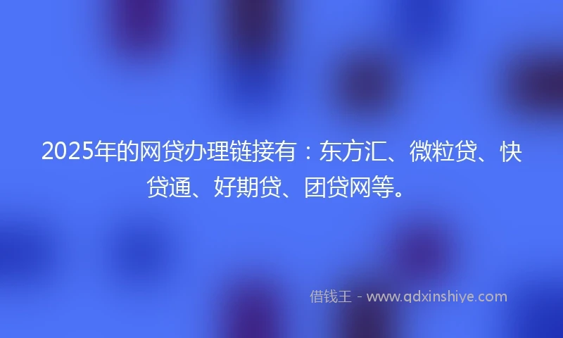 2025年的网贷办理链接有：东方汇、微粒贷、快贷通、好期贷、团贷网等。