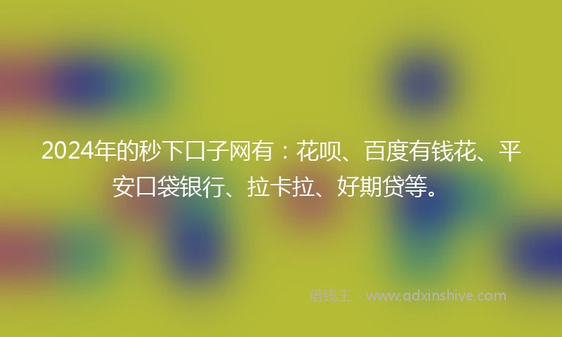 2024年的秒下口子网有：花呗、百度有钱花、平安口袋银行、拉卡拉、好期贷等。