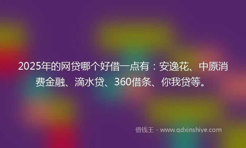 2025年的网贷哪个好借一点有：安逸花、中原消费金融、滴水贷、360借条、你我贷等。
