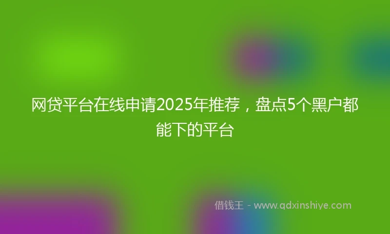 网贷平台在线申请2025年推荐，盘点5个黑户都能下的平台