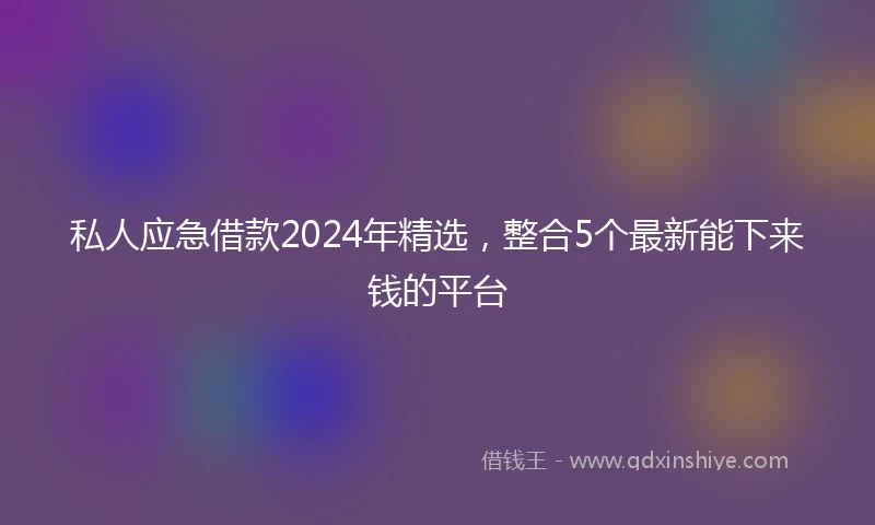 私人应急借款2024年精选，整合5个最新能下来钱的平台