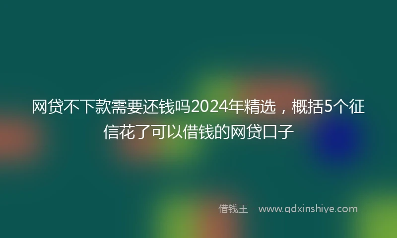 网贷不下款需要还钱吗2024年精选，概括5个征信花了可以借钱的网贷口子