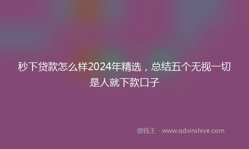秒下贷款怎么样2024年精选，总结五个无视一切是人就下款口子
