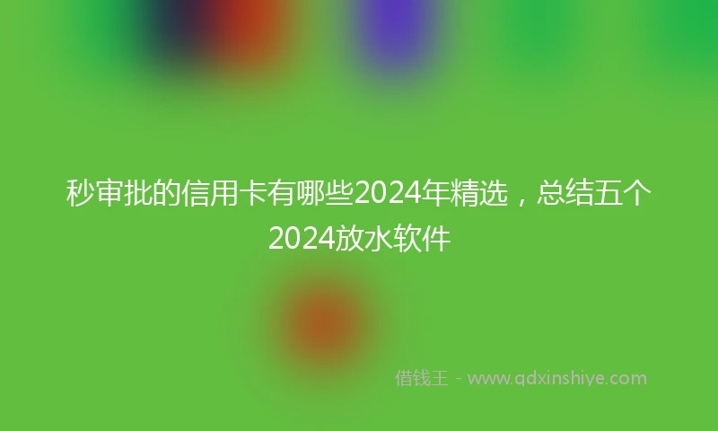 秒审批的信用卡有哪些2024年精选，总结五个2024放水软件