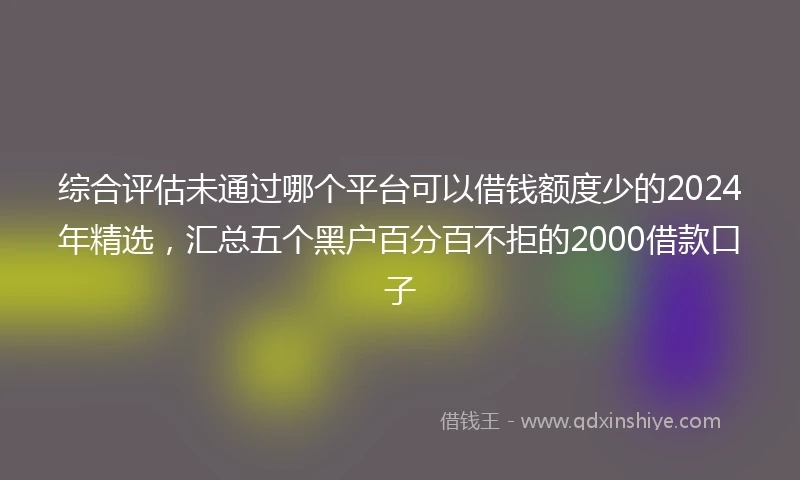 综合评估未通过哪个平台可以借钱额度少的2024年精选，汇总五个黑户百分百不拒的2000借款口子