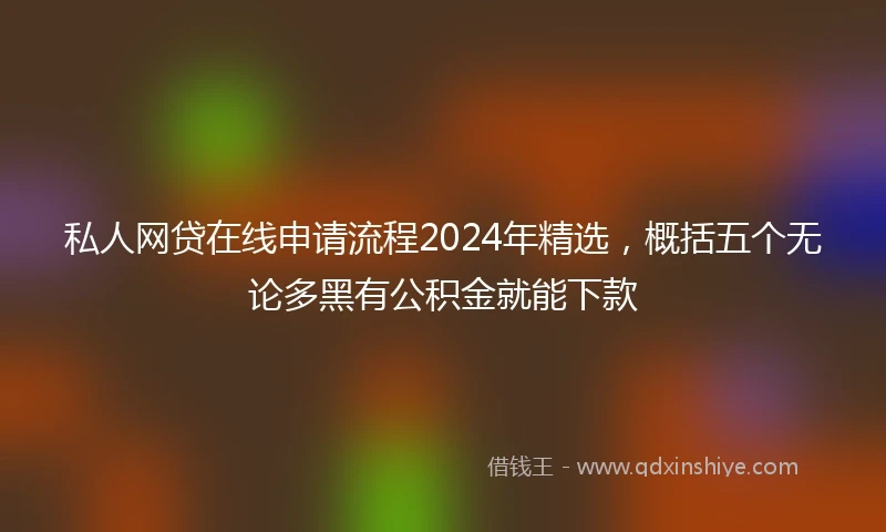 私人网贷在线申请流程2024年精选，概括五个无论多黑有公积金就能下款