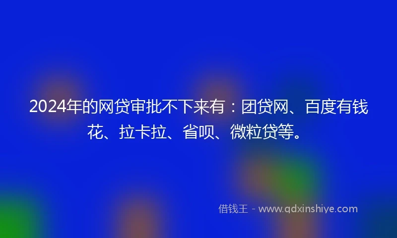 2024年的网贷审批不下来有：团贷网、百度有钱花、拉卡拉、省呗、微粒贷等。