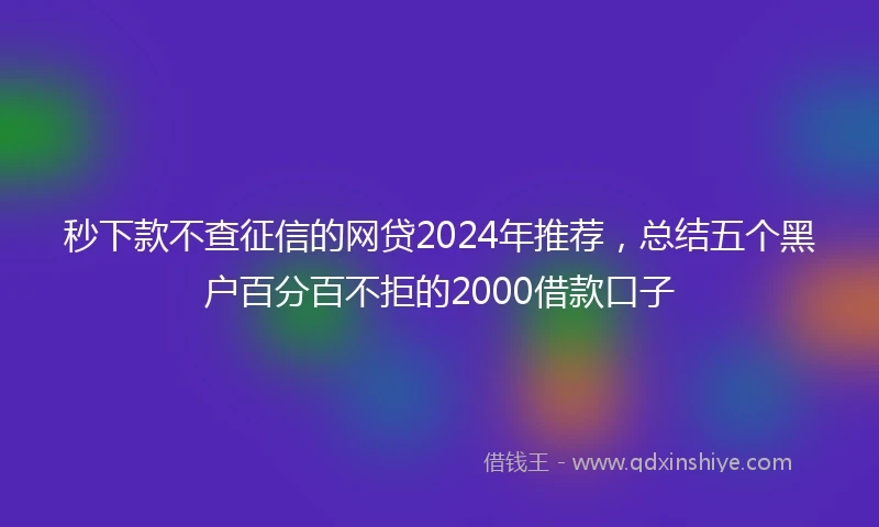 秒下款不查征信的网贷2024年推荐，总结五个黑户百分百不拒的2000借款口子
