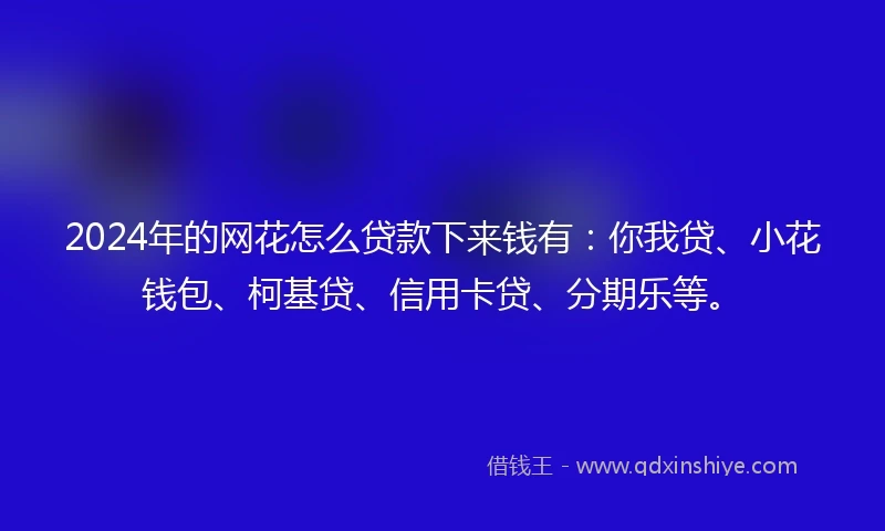 2024年的网花怎么贷款下来钱有：你我贷、小花钱包、柯基贷、信用卡贷、分期乐等。