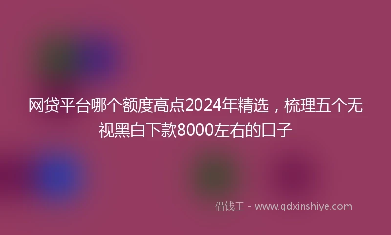 网贷平台哪个额度高点2024年精选，梳理五个无视黑白下款8000左右的口子