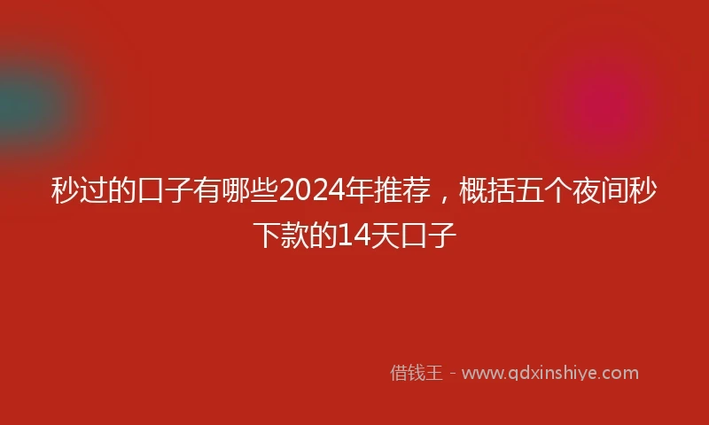 秒过的口子有哪些2024年推荐，概括五个夜间秒下款的14天口子