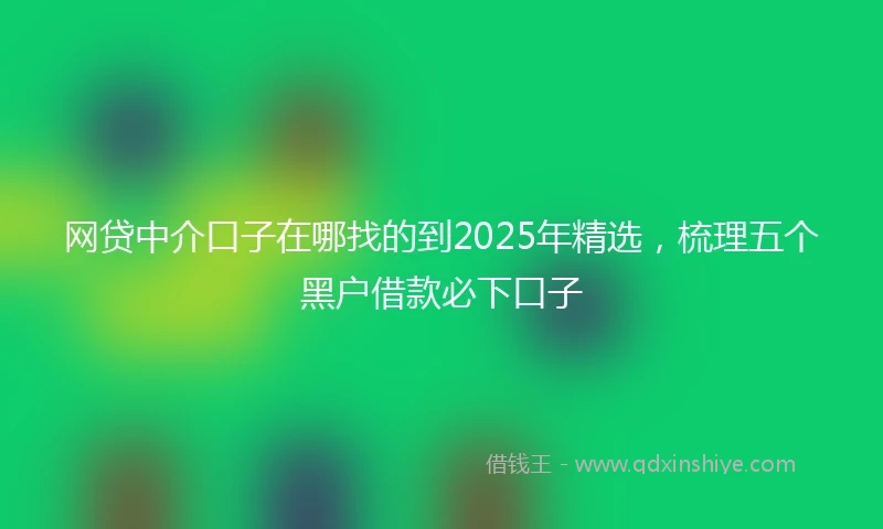 网贷中介口子在哪找的到2025年精选，梳理五个黑户借款必下口子