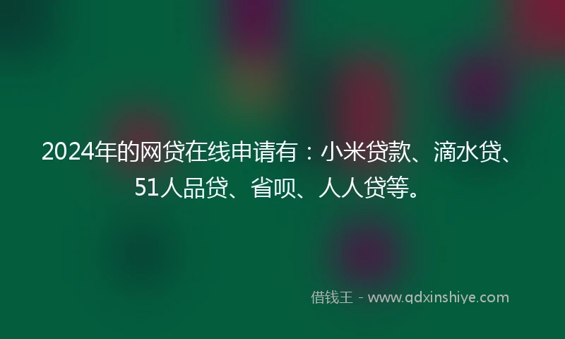 2024年的网贷在线申请有：小米贷款、滴水贷、51人品贷、省呗、人人贷等。