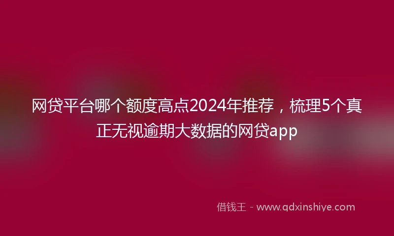 网贷平台哪个额度高点2024年推荐，梳理5个真正无视逾期大数据的网贷app