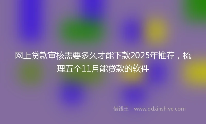 网上贷款审核需要多久才能下款2025年推荐，梳理五个11月能贷款的软件