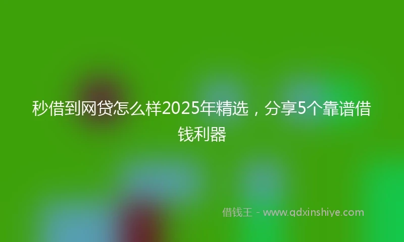 秒借到网贷怎么样2025年精选，分享5个靠谱借钱利器