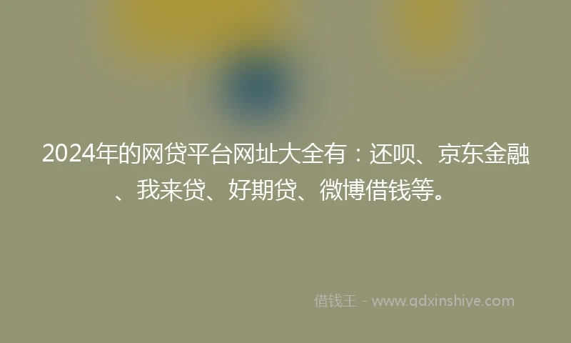 2024年的网贷平台网址大全有：还呗、京东金融、我来贷、好期贷、微博借钱等。