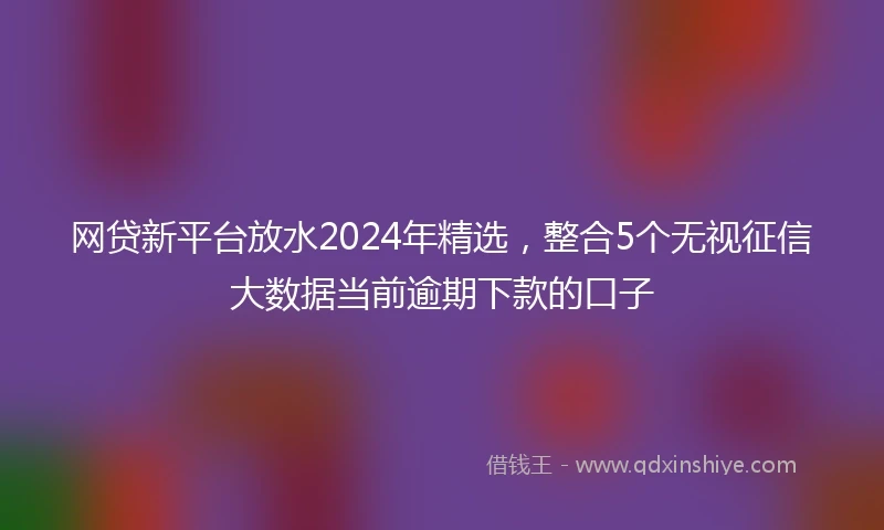 网贷新平台放水2024年精选，整合5个无视征信大数据当前逾期下款的口子