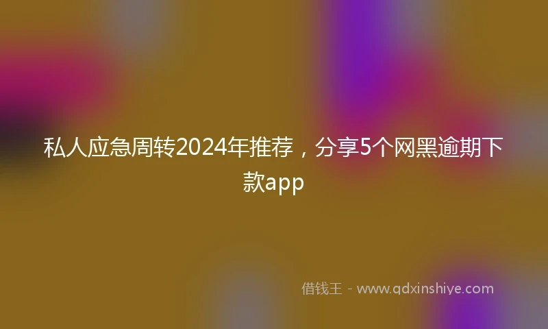 私人应急周转2024年推荐，分享5个网黑逾期下款app