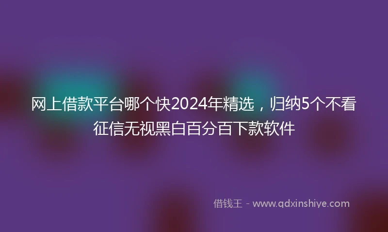 网上借款平台哪个快2024年精选，归纳5个不看征信无视黑白百分百下款软件