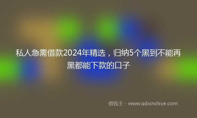 私人急需借款2024年精选，归纳5个黑到不能再黑都能下款的口子