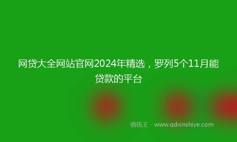 网贷大全网站官网2024年精选，罗列5个11月能贷款的平台