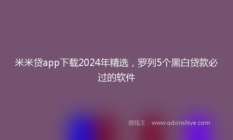 米米贷app下载2024年精选，罗列5个黑白贷款必过的软件