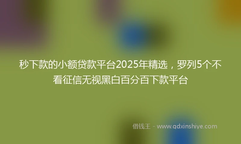秒下款的小额贷款平台2025年精选,罗列5个不看征信无视黑白百分百下款平台