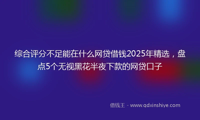 综合评分不足能在什么网贷借钱2025年精选，盘点5个无视黑花半夜下款的网贷口子