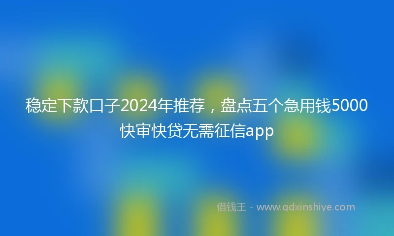 稳定下款口子2024年推荐，盘点五个急用钱5000快审快贷无需征信app