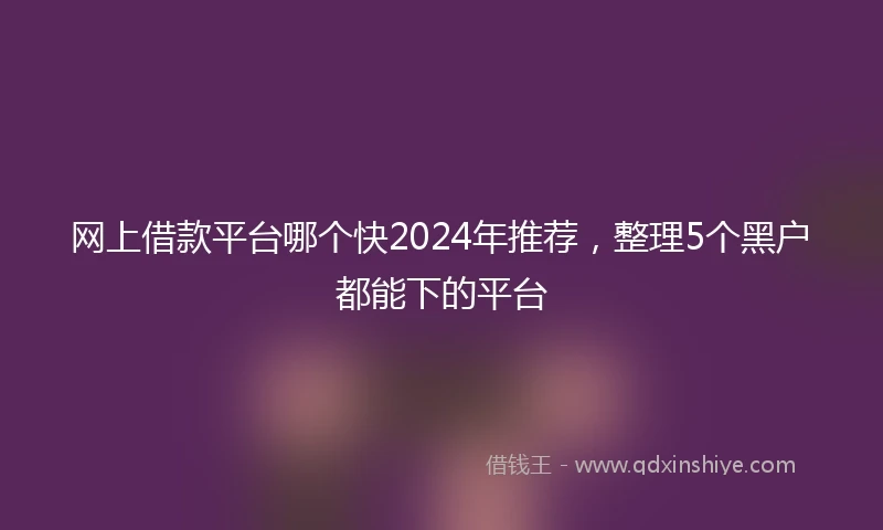 网上借款平台哪个快2024年推荐，整理5个黑户都能下的平台