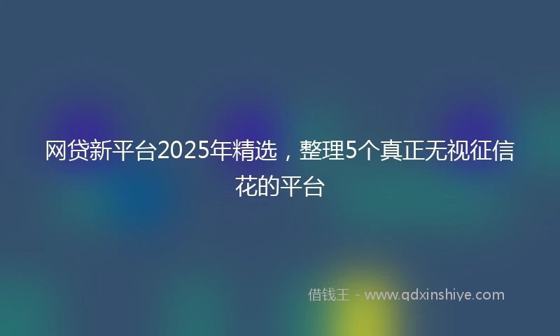 网贷新平台2025年精选，整理5个真正无视征信花的平台