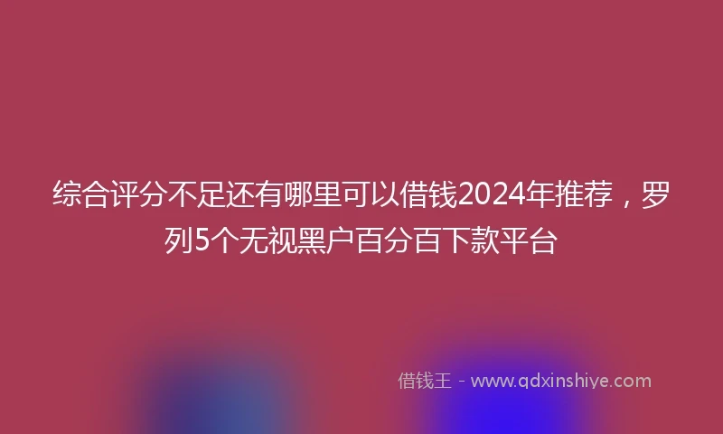 综合评分不足还有哪里可以借钱2024年推荐，罗列5个无视黑户百分百下款平台
