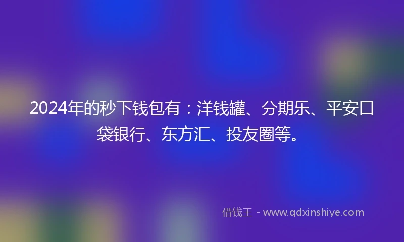 2024年的秒下钱包有：洋钱罐、分期乐、平安口袋银行、东方汇、投友圈等。