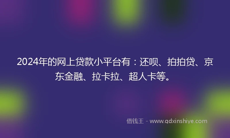 2024年的网上贷款小平台有：还呗、拍拍贷、京东金融、拉卡拉、超人卡等。