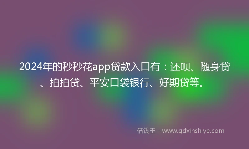 2024年的秒秒花app贷款入口有：还呗、随身贷、拍拍贷、平安口袋银行、好期贷等。