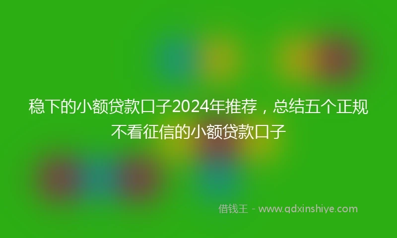 稳下的小额贷款口子2024年推荐，总结五个正规不看征信的小额贷款口子