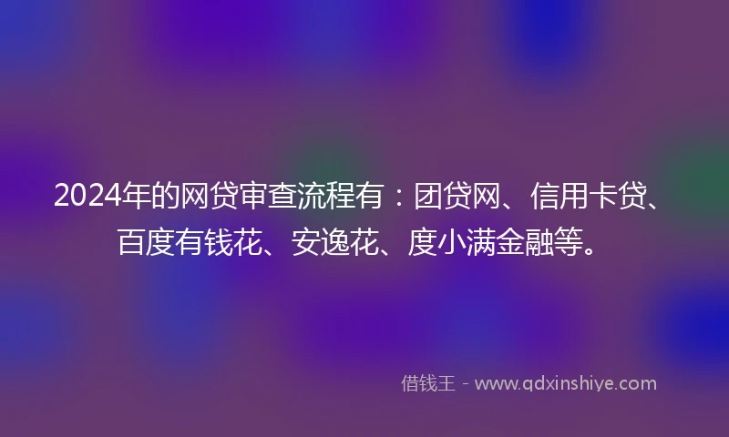2024年的网贷审查流程有：团贷网、信用卡贷、百度有钱花、安逸花、度小满金融等。