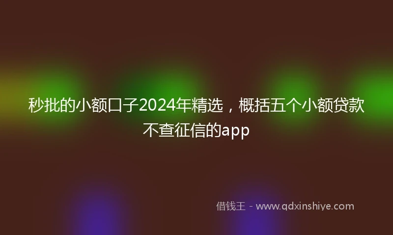 秒批的小额口子2024年精选,概括五个小额贷款不查征信的app