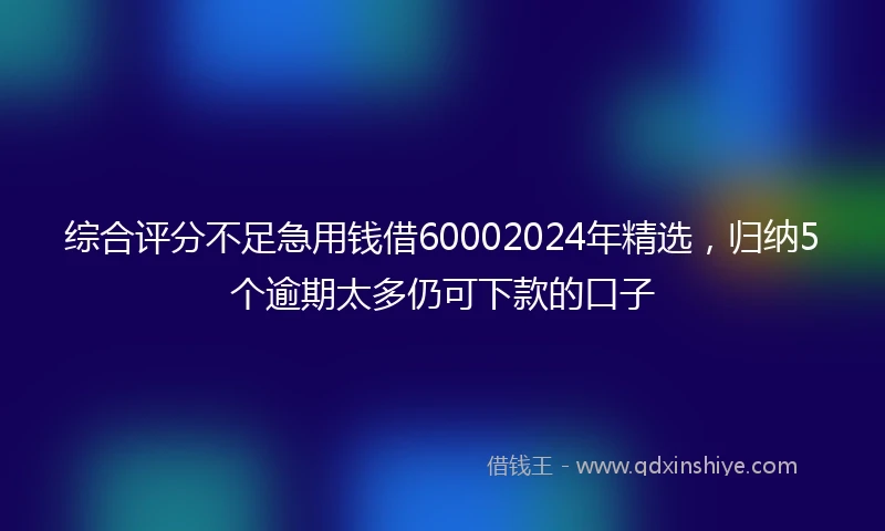 综合评分不足急用钱借60002024年精选，归纳5个逾期太多仍可下款的口子