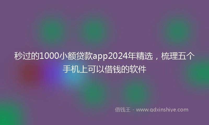 秒过的1000小额贷款app2024年精选，梳理五个手机上可以借钱的软件