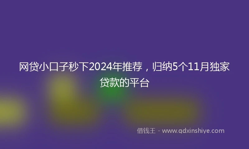 网贷小口子秒下2024年推荐，归纳5个11月独家贷款的平台