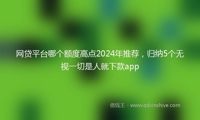 网贷平台哪个额度高点2024年推荐，归纳5个无视一切是人就下款app