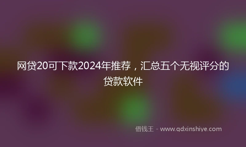 网贷20可下款2024年推荐，汇总五个无视评分的贷款软件